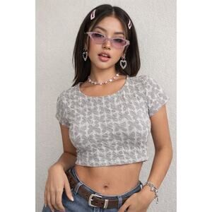 Y2K Vintage IN CHARGE Crop Top w Puffy Butterflies RAVE Medium / M